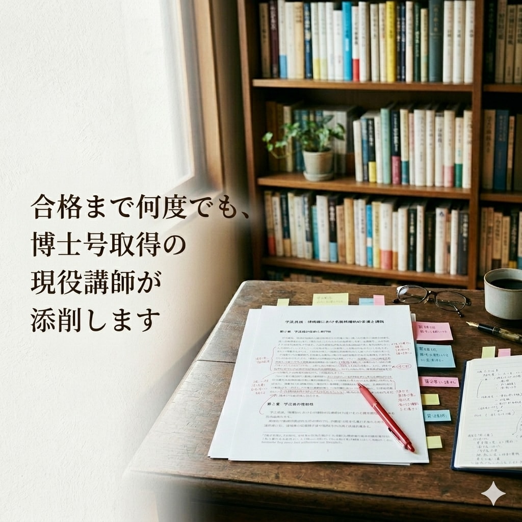 大学院受験研究計画書を徹底的に論理添削します 博士号取得の講師が合格まで何度でも添削に付き合います！ イメージ1