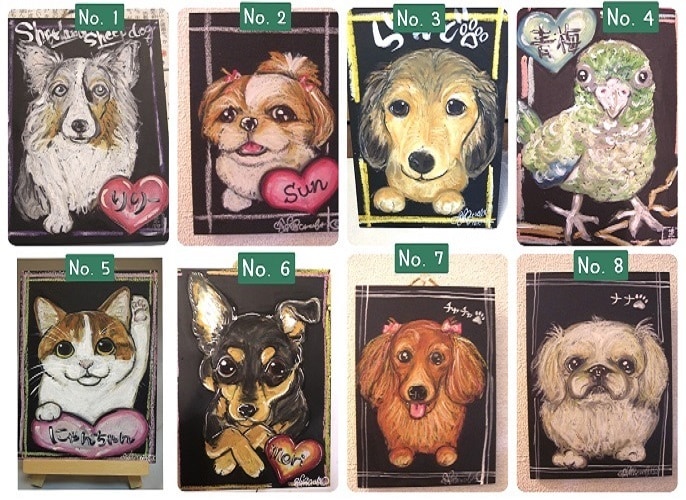 ペット似顔絵師★ハガキサイズペット似顔絵描きます ペット専門似顔絵師がチョークアートのペット似顔絵描きます イメージ4