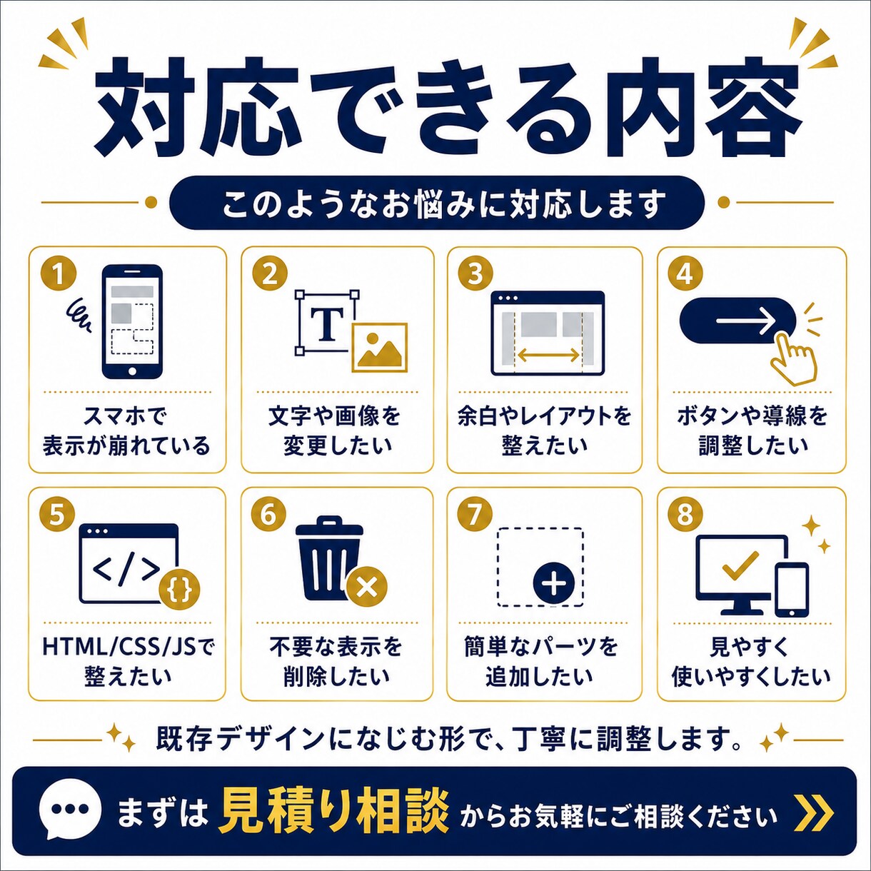 WordPress・Elementorを修正します 表示崩れ・スマホ対応・文字や画像変更を丁寧に整えます イメージ2