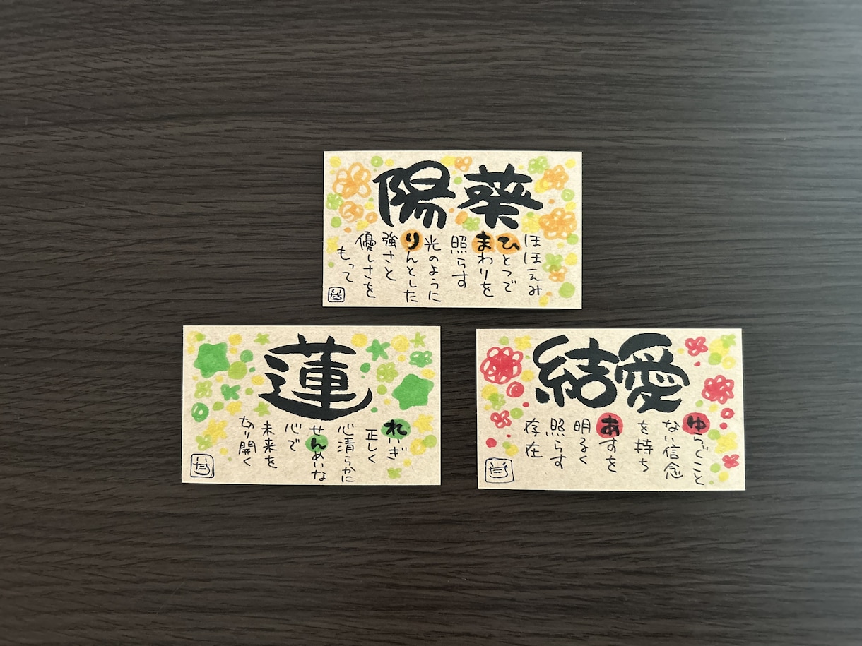 カードサイズのお名前にちなんだポエムお描きします お財布や母子手帳ケースに入れて持ち歩ける商品です໒꒱ イメージ1