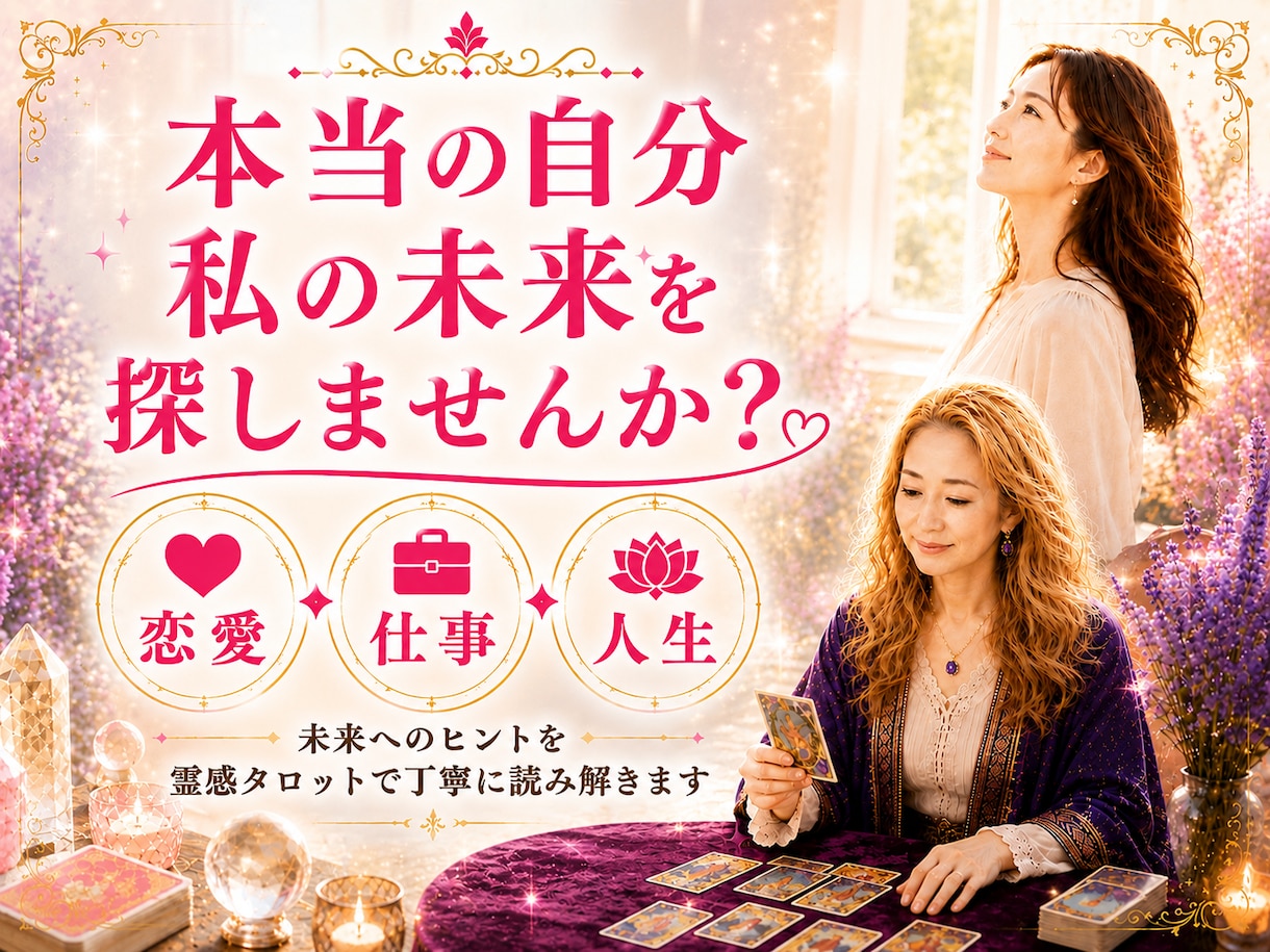 恋愛・仕事・人生あなたらしい幸せを一緒に探します 本当の自分、潜在意識に気づくタロット占いです。 イメージ1