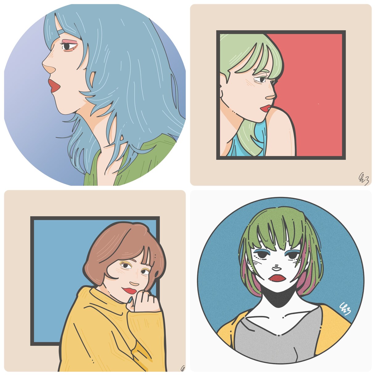あなたの空気感を反映したポップなイラストを描きます 【最短2日!】お洒落なアイコンを、一点ものでお届けします。 イメージ5