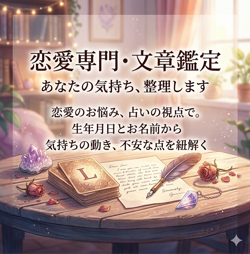 あなたの恋愛のモヤモヤをやさしく整理します 考え続けてしまう恋、一度立ち止まりませんか？ イメージ1