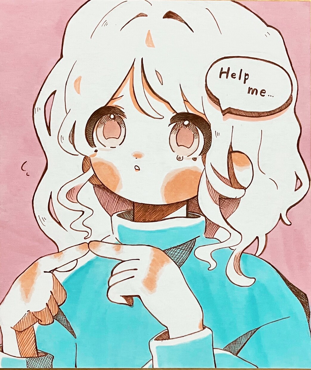 可愛い女の子描いてます 色紙アナログイラストを描きます。 イメージ4