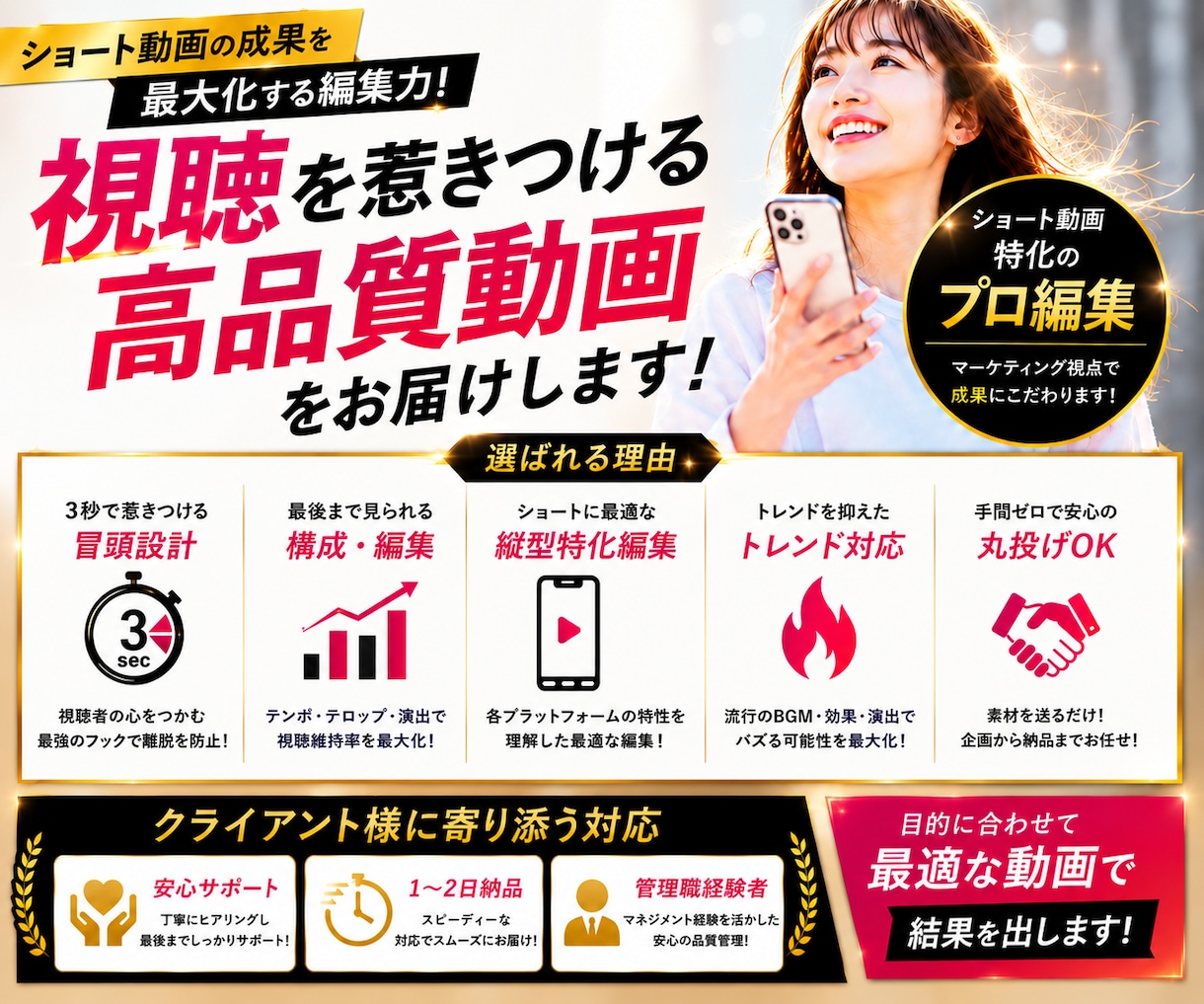 TikTok・Reels縦型動画をプロが編集します 管理職経験者の安心サービス！バズる縦型動画に仕上げます イメージ3