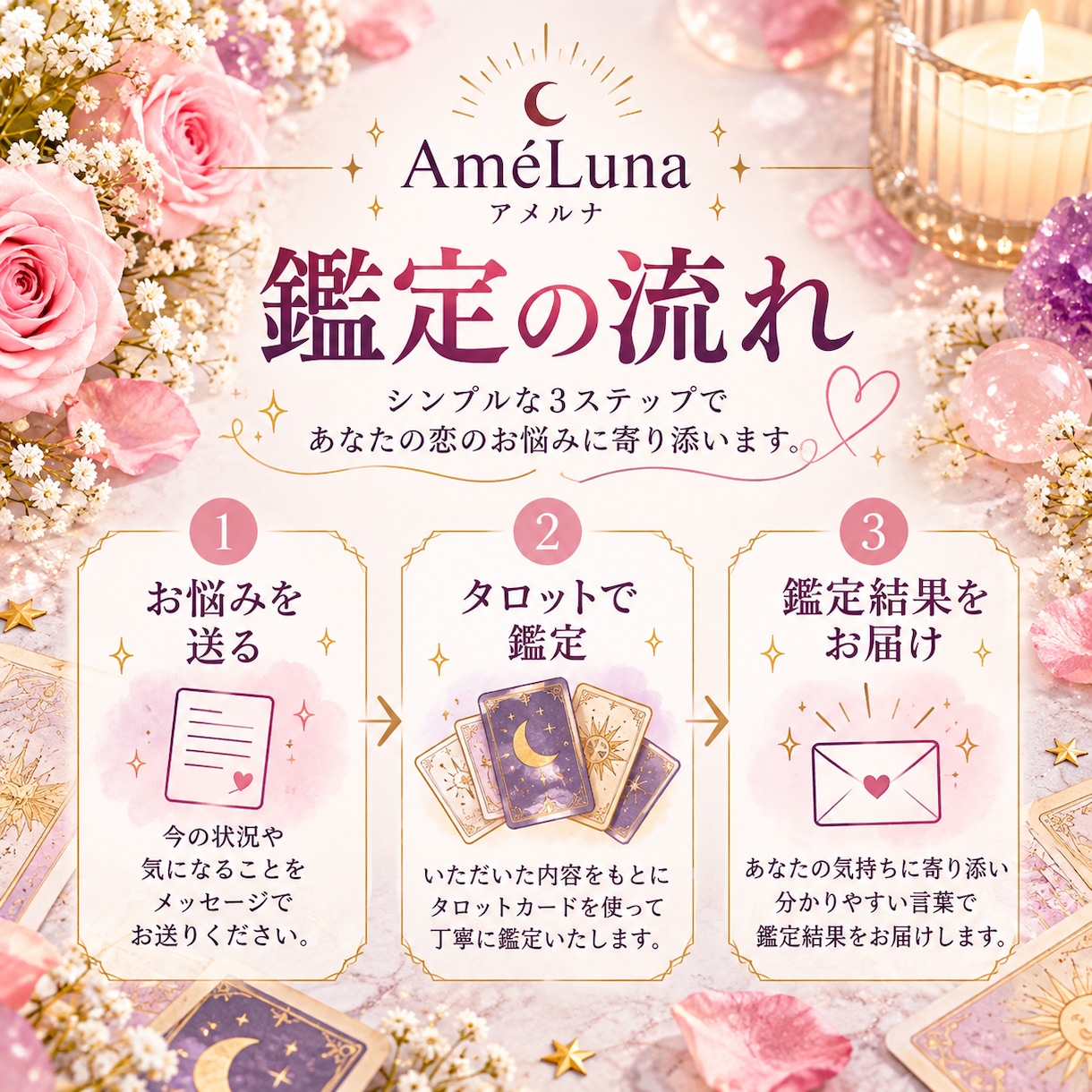 あの人の気持ち♡恋の行方をタロットで占います 相手の本音・片思い・復縁♡あなたの恋にそっと寄り添います イメージ2