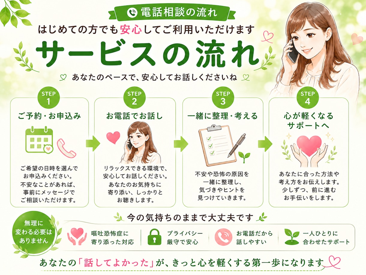 嘔吐恐怖症の悩み・不安を元精神科看護師が聴きます 吐くことが怖い!恐怖!検査・病気が怖い・不安なあなたへ イメージ7