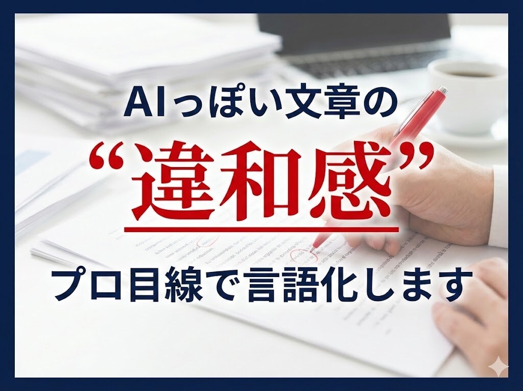 AIっぽい文章の“違和感”をプロ目線で言語化します なぜ不自然に感じるのか、理由と改善点を伝えます イメージ1