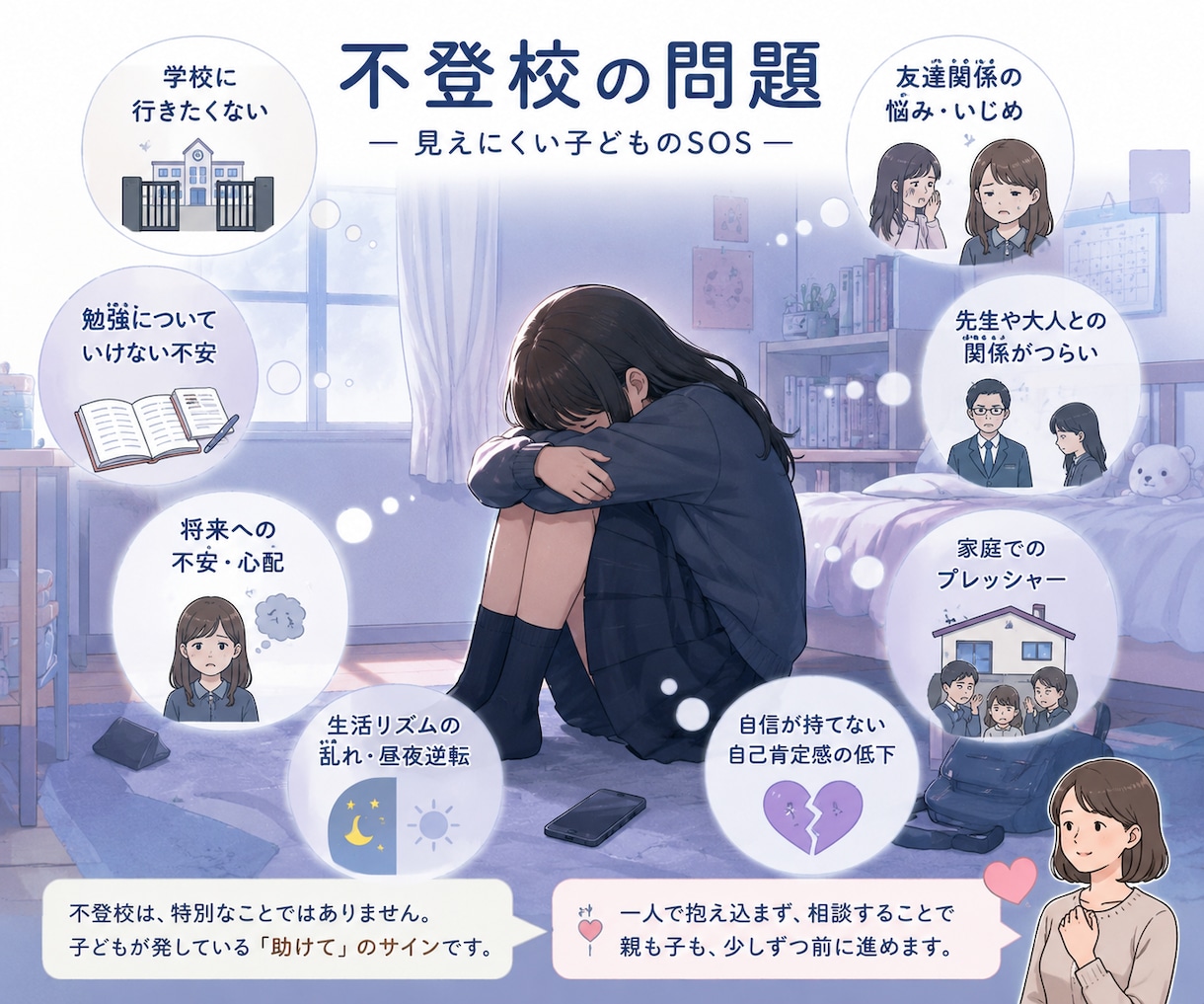 不登校・いじめ・発達障害のパパママご相談で支えます 発達障害児育児20年~の心理カウンセラーへ不安や孤独を伝えて イメージ3