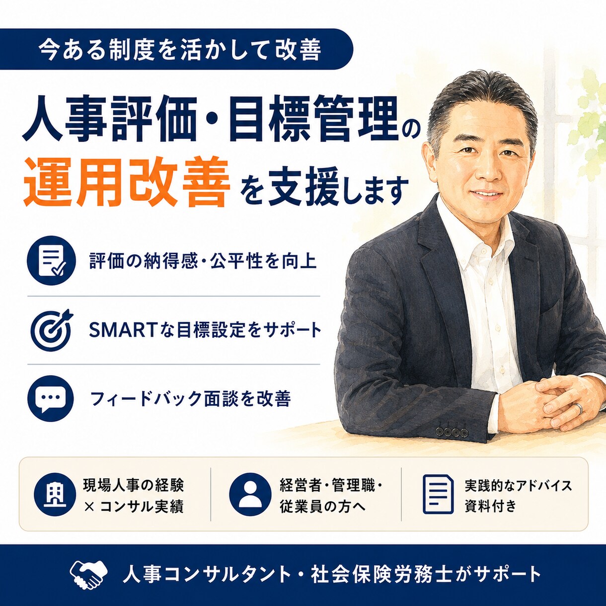 人事評価・目標管理の運用改善を支援します 制度はそのまま、納得感ある評価運用を人事のプロがアドバイス イメージ1