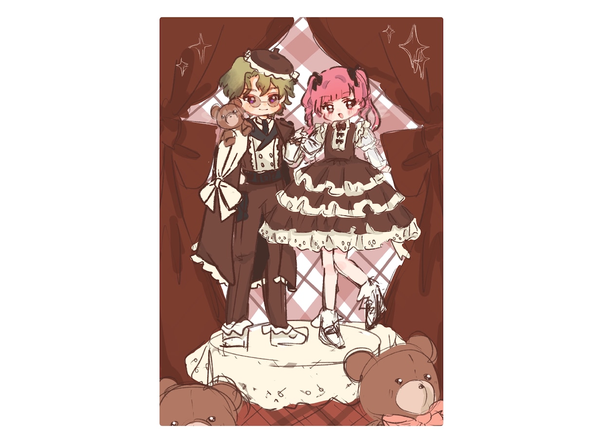 ゆめかわ♡キュートなデフォルメイラスト描きます 創作・夢絵など、ロリータ＆ガーリーな衣装で可愛く描きます♡ イメージ2