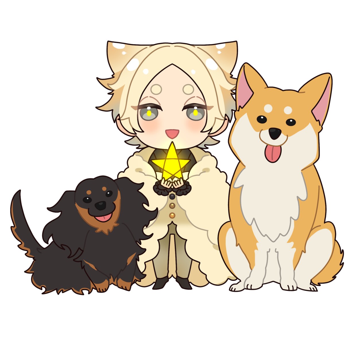 キラキラなミニキャライラスト制作いたします 一枚絵/アイコン/グッズイラスト等様々な用途に対応いたします イメージ4