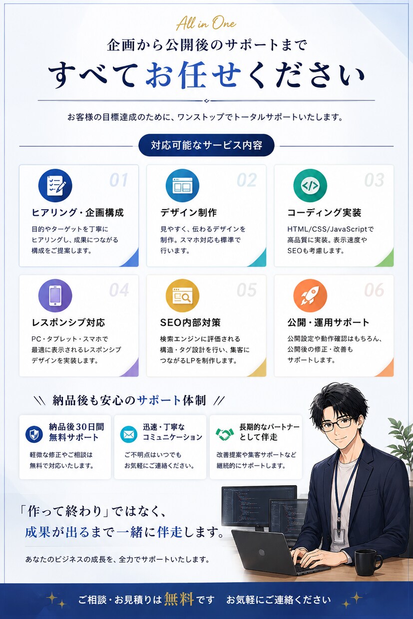 デザインからお任せ！高品質LPを短納期で制作します 現役WebエンジニアがHTML/CSS/JSでLP制作 イメージ7