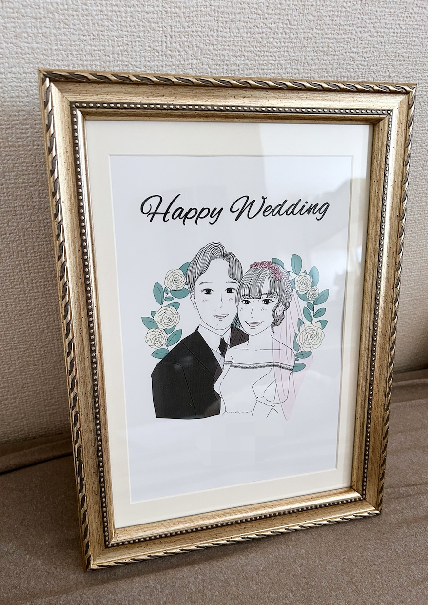 おしゃれな似顔絵入りウェルカムボードを作成します 結婚式の後も家に飾りやすい、おしゃれなデザインの似顔絵 イメージ2