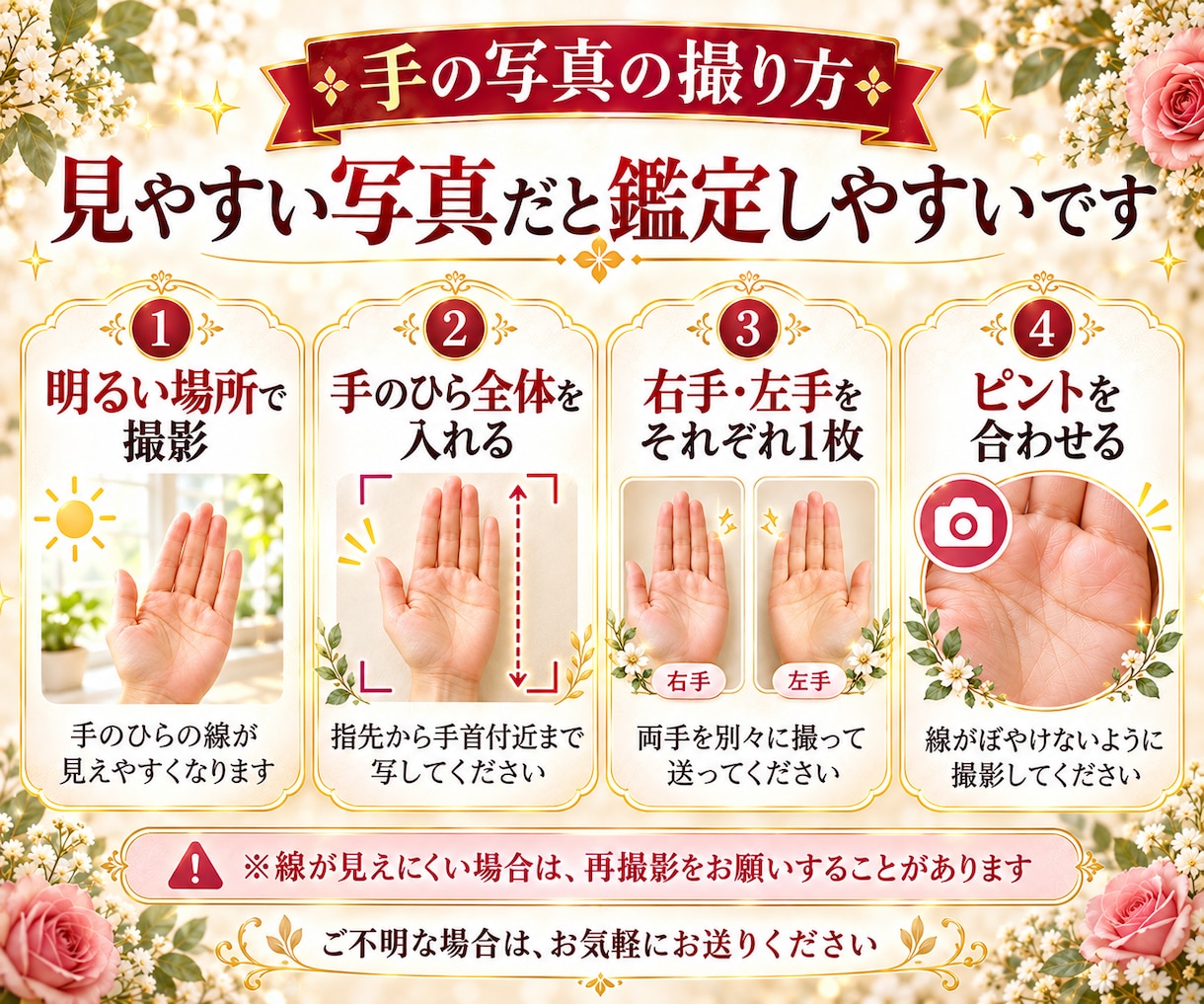 あなたの手にある『一番大切な手相』を鑑定します 両手から今のあなたに伝えたい手相を1つ読み解きます イメージ4