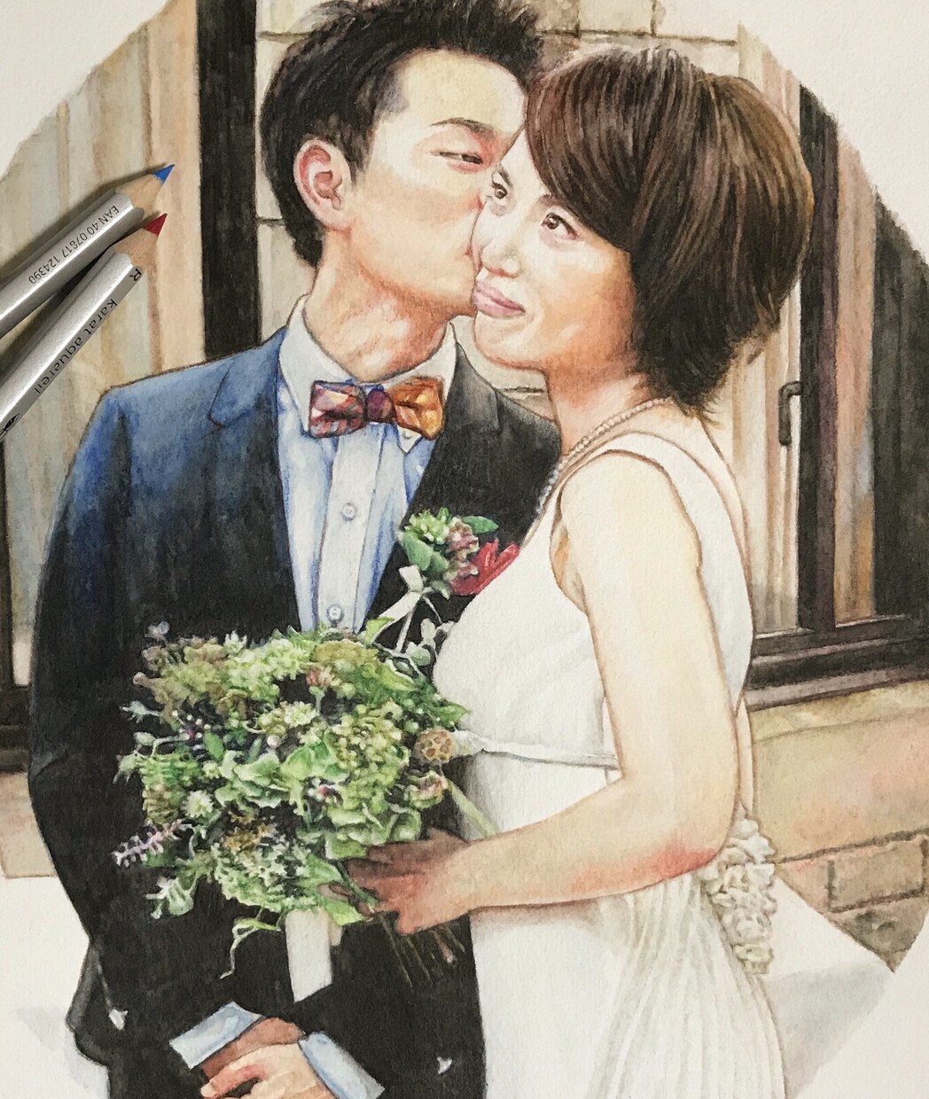 水彩色鉛筆の優しいタッチで似顔絵などお描きます お誕生日や記念日のお祝い、インテリアにおススメです。 イメージ3