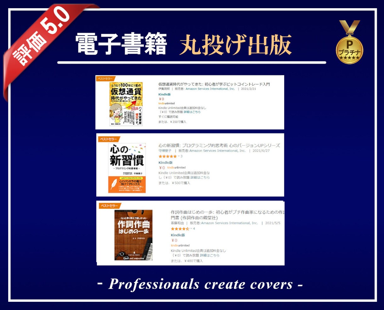 kindle電子書籍を原稿から丸投げで出版します はじめてでも安心★原稿も表紙もすべてこちらでご用意します！ イメージ8