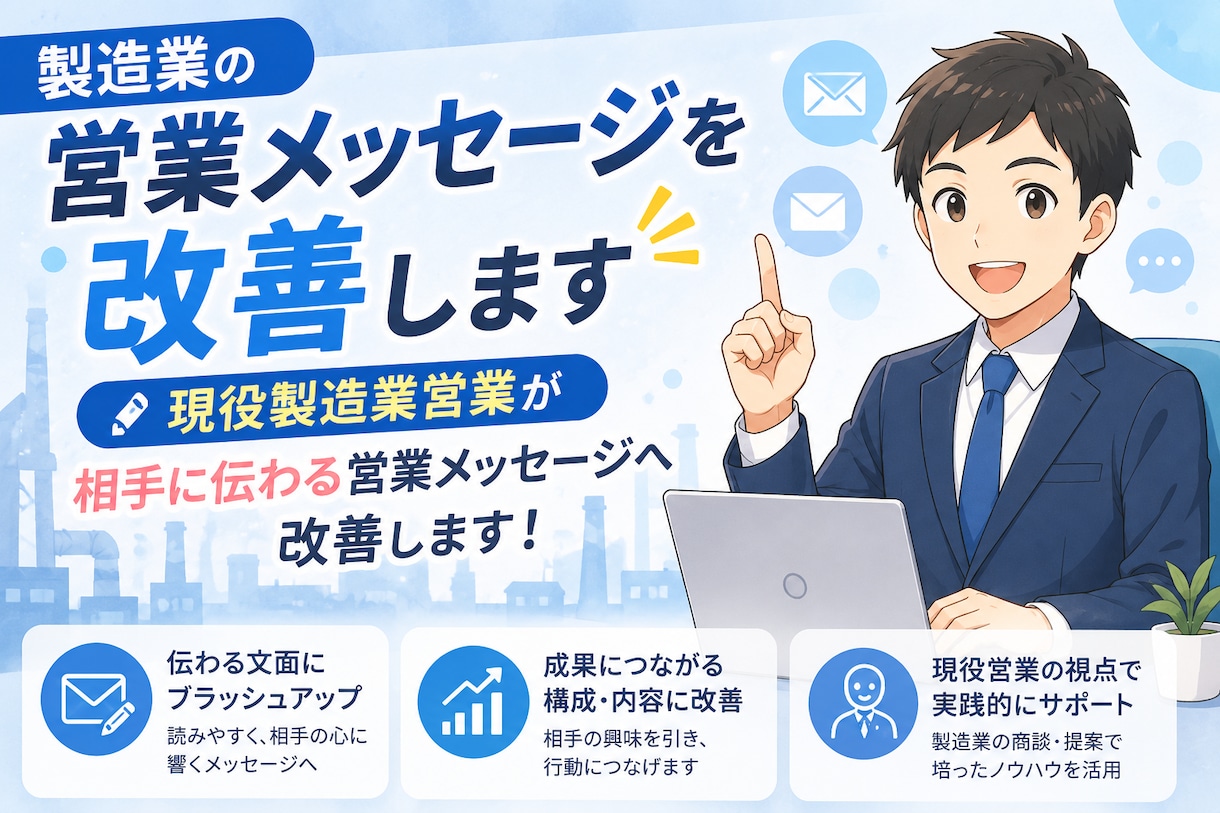 製造業の営業メッセージを改善します 現役製造業営業が相手に伝わる営業メッセージへ改善します！ イメージ1