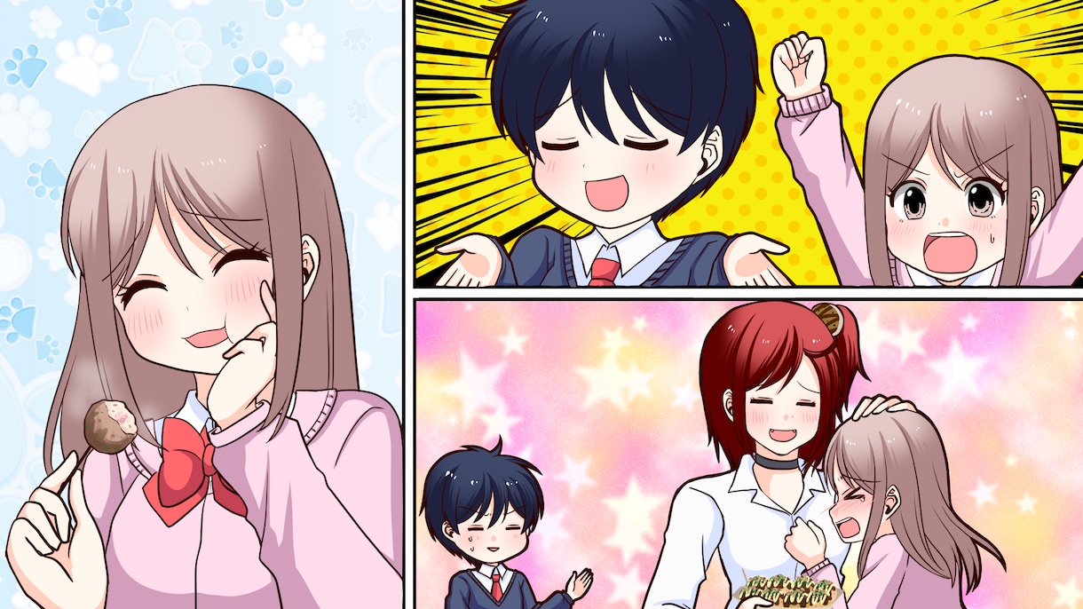 丁寧なアニメ塗りで各種WEB漫画お描き致します 先着3名様まで特別お値引き価格！料金相談も可能です イメージ3