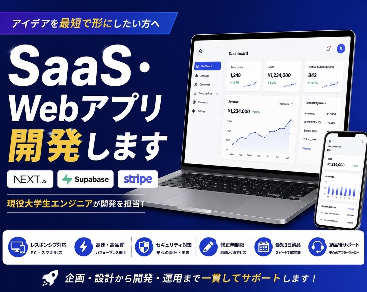 SaaS・Webアプリ開発します アイデアを最短で形にしたい方へ イメージ1