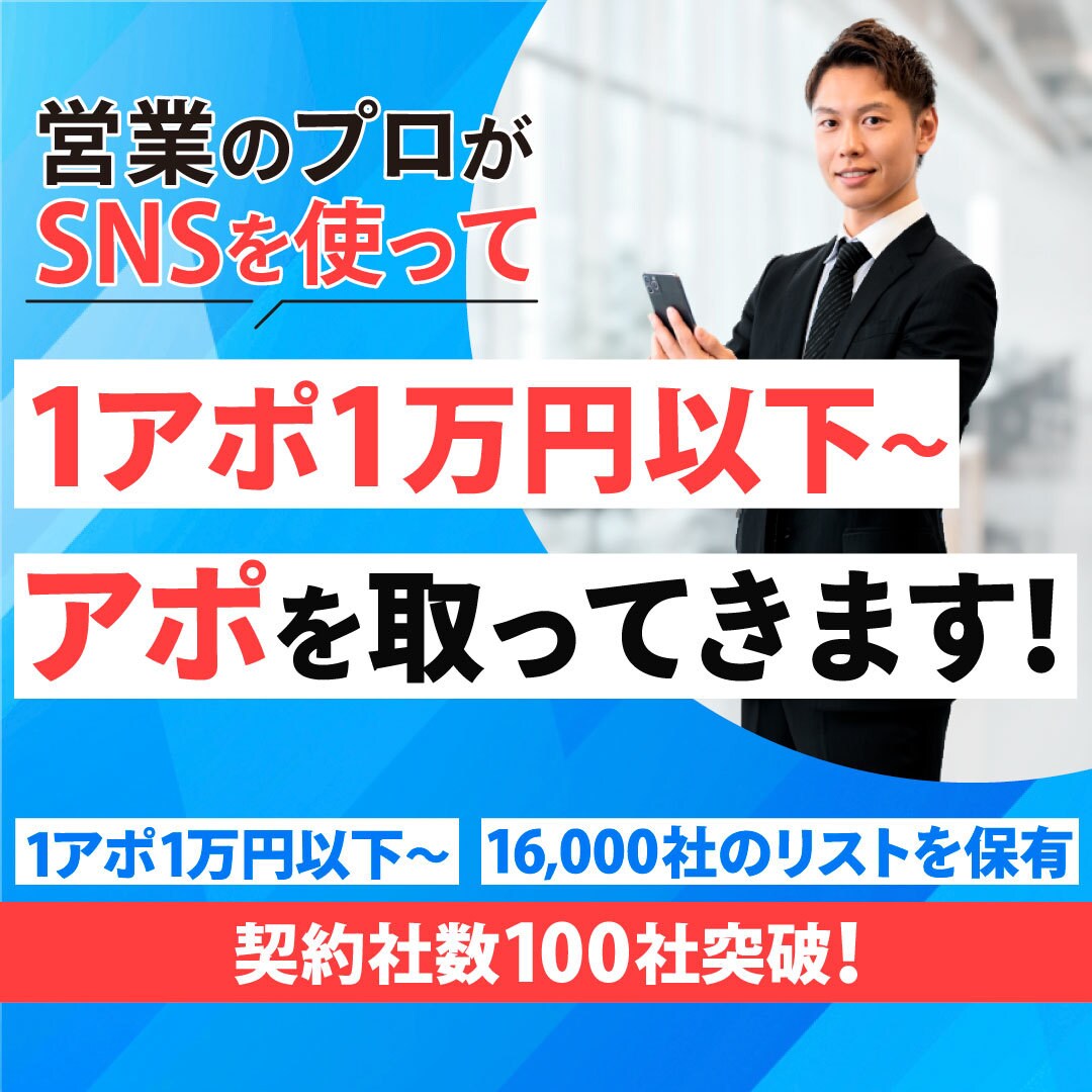 営業のプロが1アポ1万円以下〜獲得してきます SNSで決済者アポを1アポ1万円以下〜獲得してきます！ イメージ1