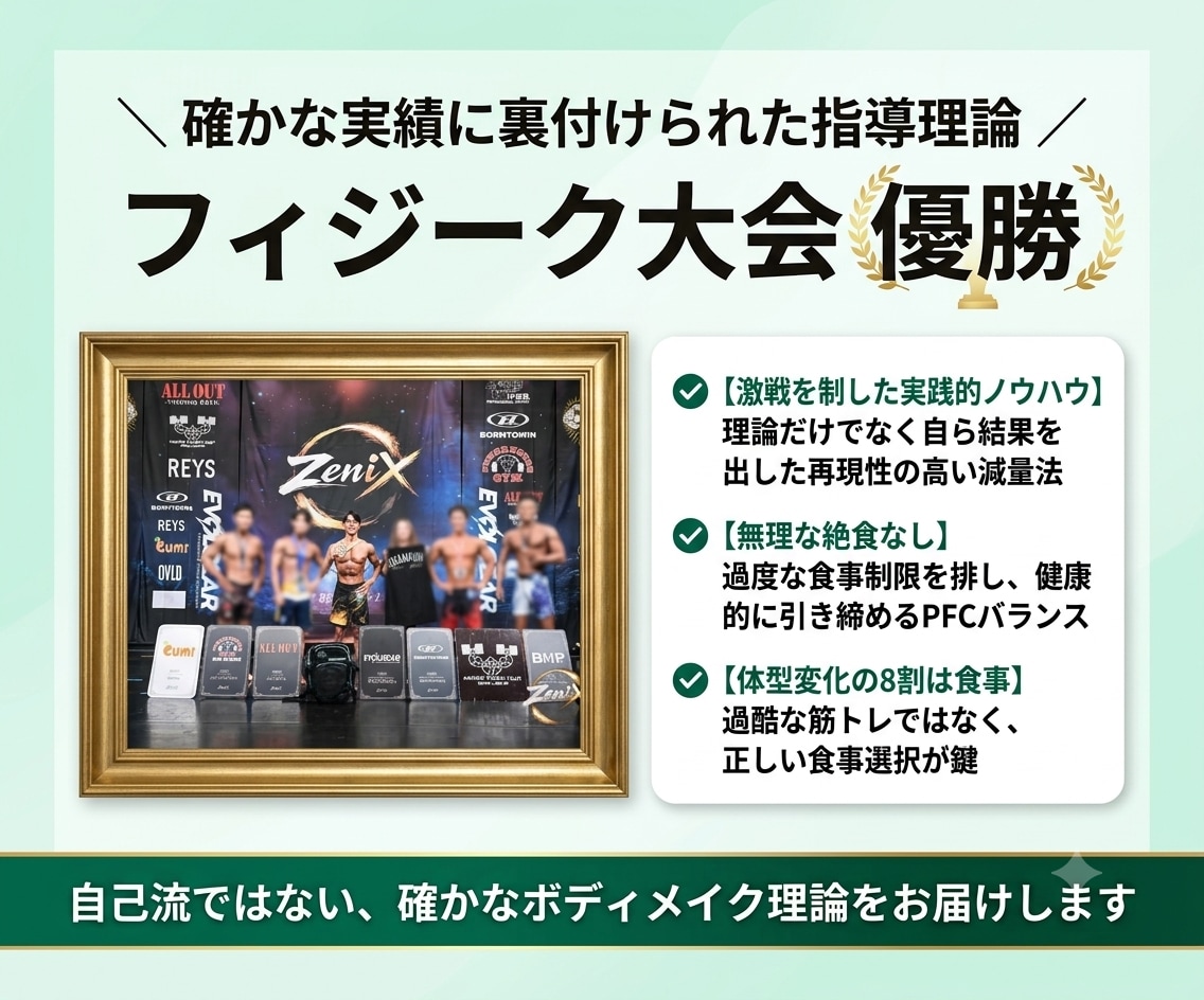 フィジーク優勝者が食べ痩せ食事カルテ作ります 【最短翌日】無理なく痩せる！あなた専用の食事黄金バランス イメージ5