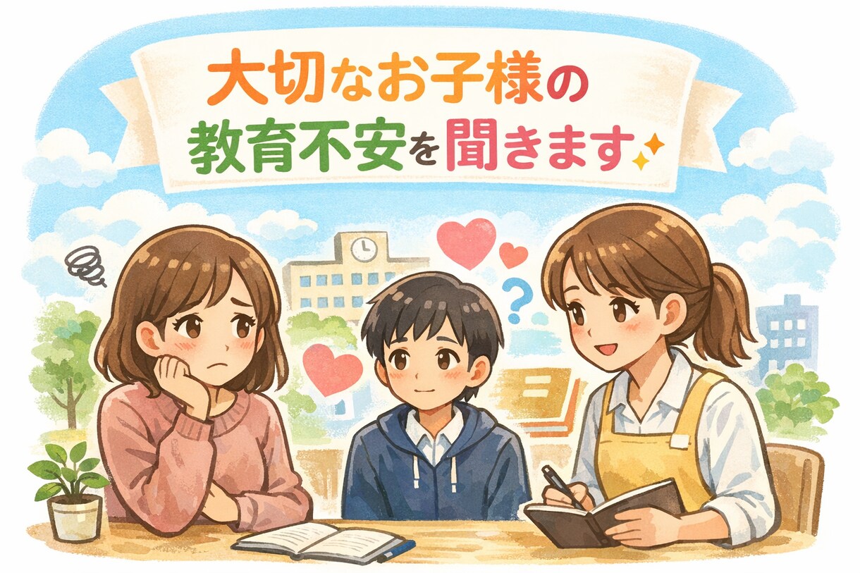 親御さんの教育の悩みを聞きます 親だからこそ抱えてしまう不安、ひとりで悩まなくて大丈夫です イメージ1