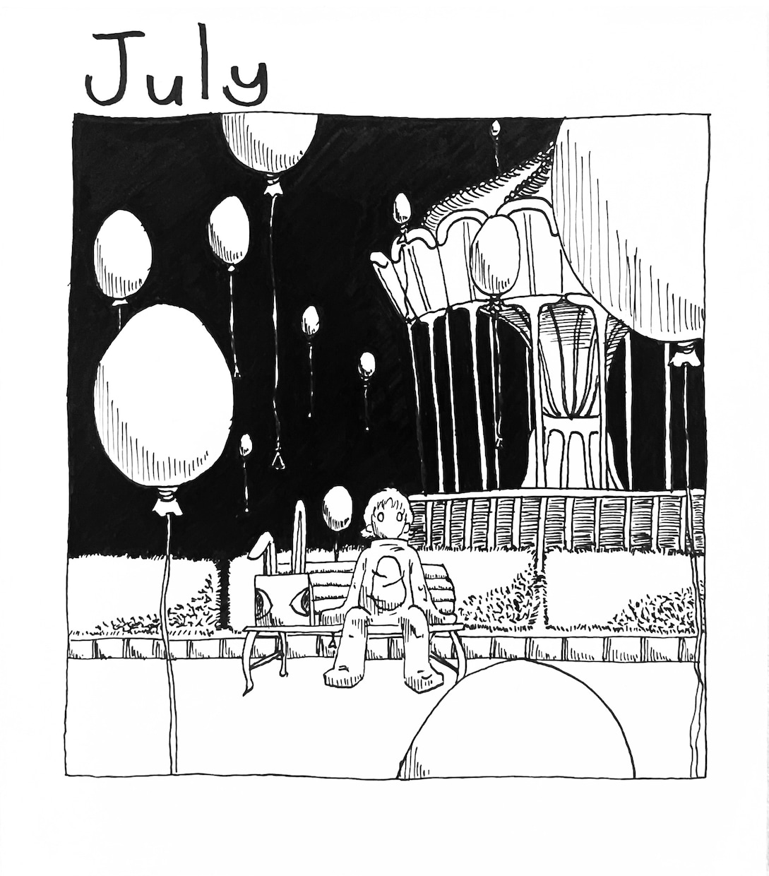 エモく繊細なモノクロペン画イラストを描きます どこか愛おしい静けさとストーリー性。アイコンやMV、挿絵に イメージ1