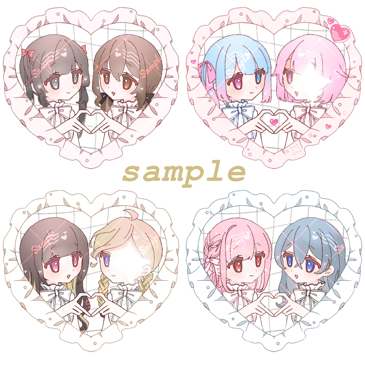 夢絵やコテ同に！可愛い量産ペアアイコンを描きます フレンチガーリーでかわいい♡量産型ペアアイコン イメージ2