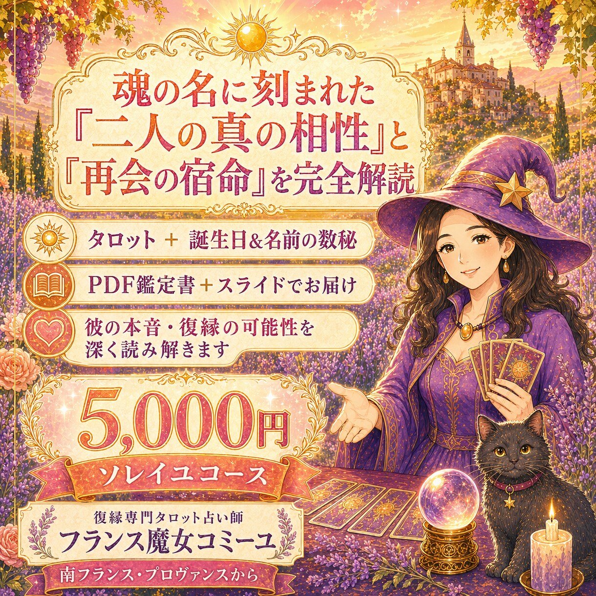 彼の本音と復縁の宿命を鑑定書とスライドにします タロットと数秘術で二人の宿命と魂の契約を読み解きます イメージ1