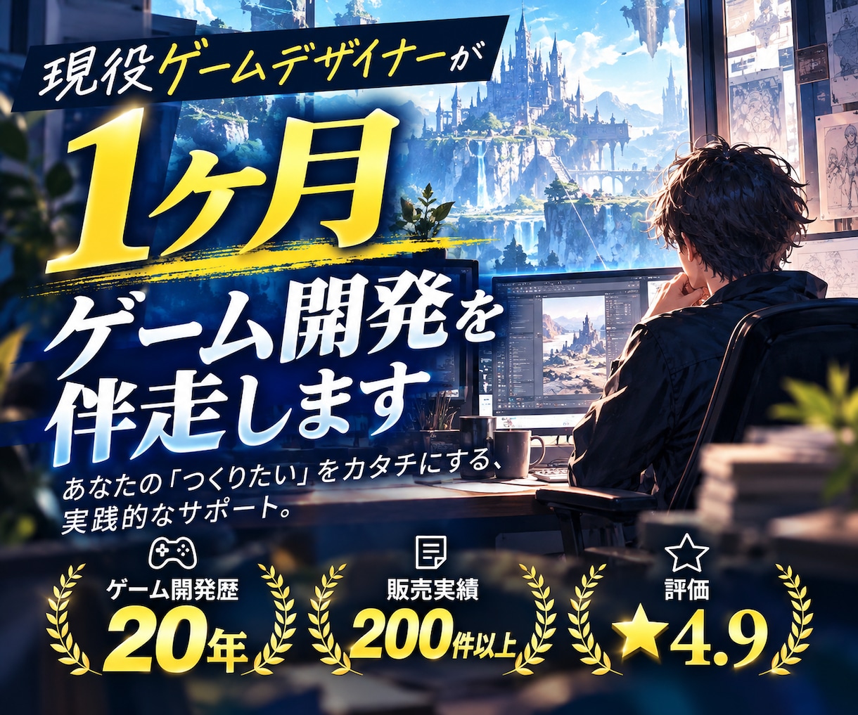 現役ゲームデザイナーが1ヶ月ゲーム開発を伴走します 開発歴19年｜ゲーム企画・個人開発を1ヶ月伴走サポート イメージ1
