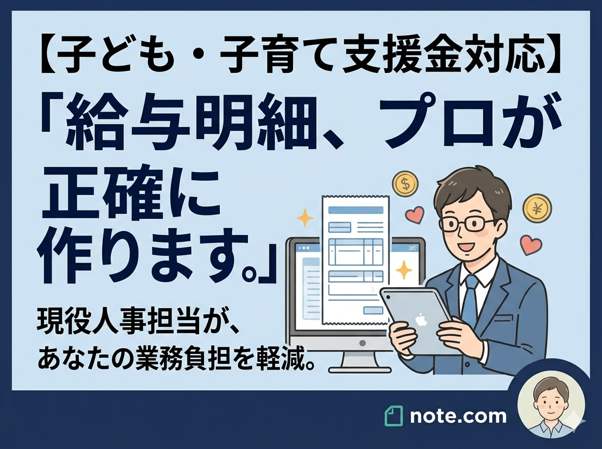 子ども・子育て支援金対応／給与計算代行します ​現役人事担当がバックオフィス業務負担軽減をお手伝いします。 イメージ1