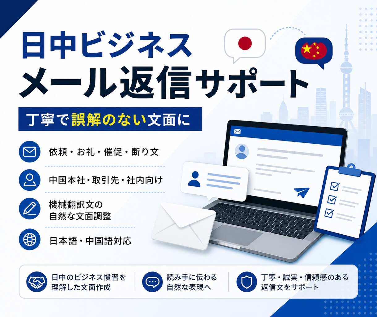 日中ビジネスメール返信文を作成します 丁寧で誤解のない文面に整えます イメージ1
