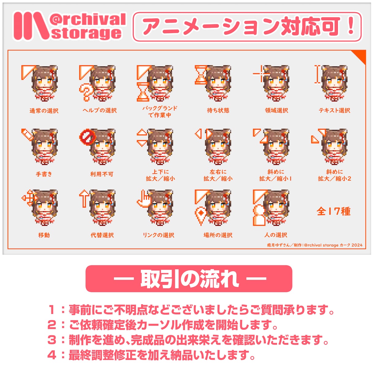 商用利用可のマウスカーソル用キャラドット絵描きます winOS対応/アニメーションオプションもあり イメージ3