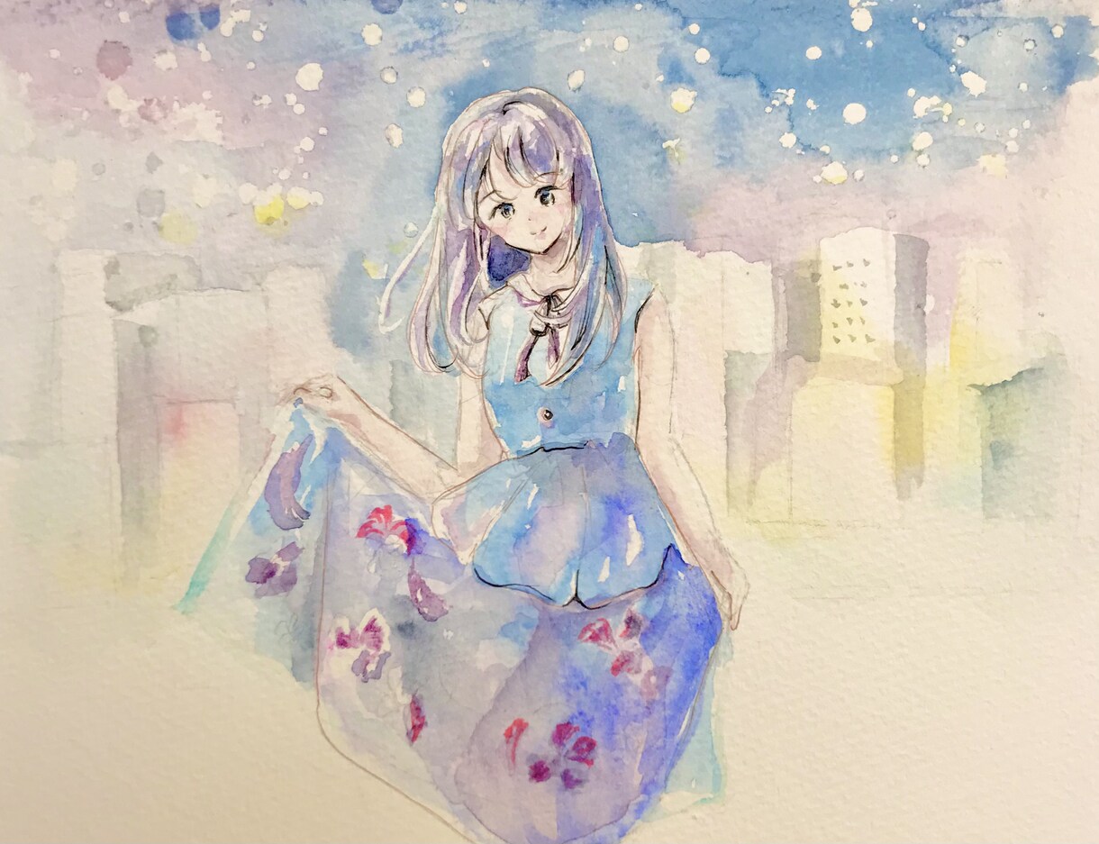 水彩イラスト描きます 透明水彩でMV等の一枚絵を描きます！和服、少女、動物… イメージ2