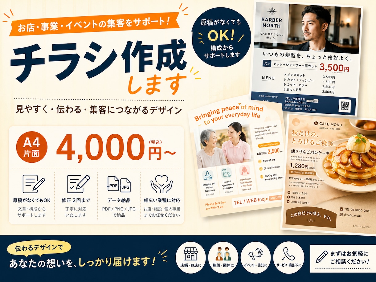 集客につながるチラシを作成します 原稿がなくてもOK！構成からサポートします イメージ1
