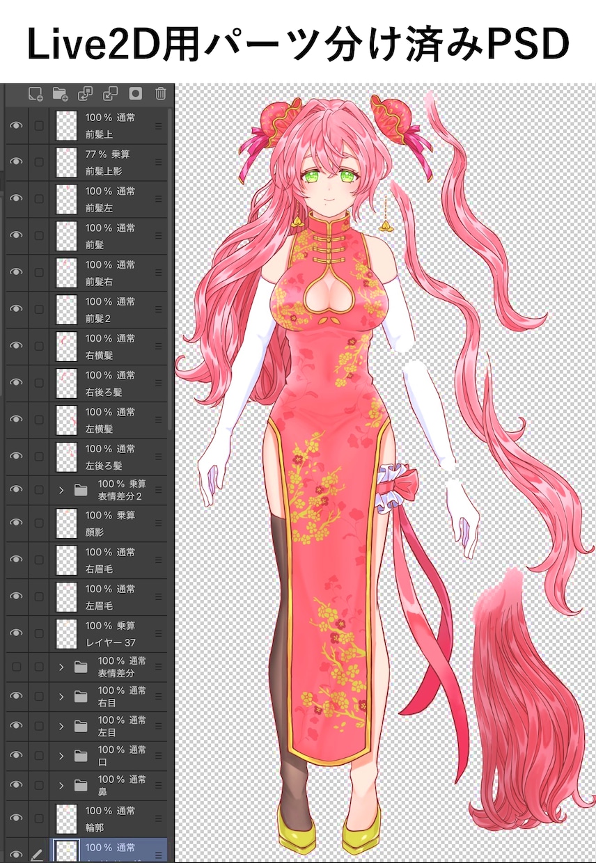 VTuberモデル制作(パーツ分けPSD)します Live2D用に丁寧にパーツ分け制作します イメージ2