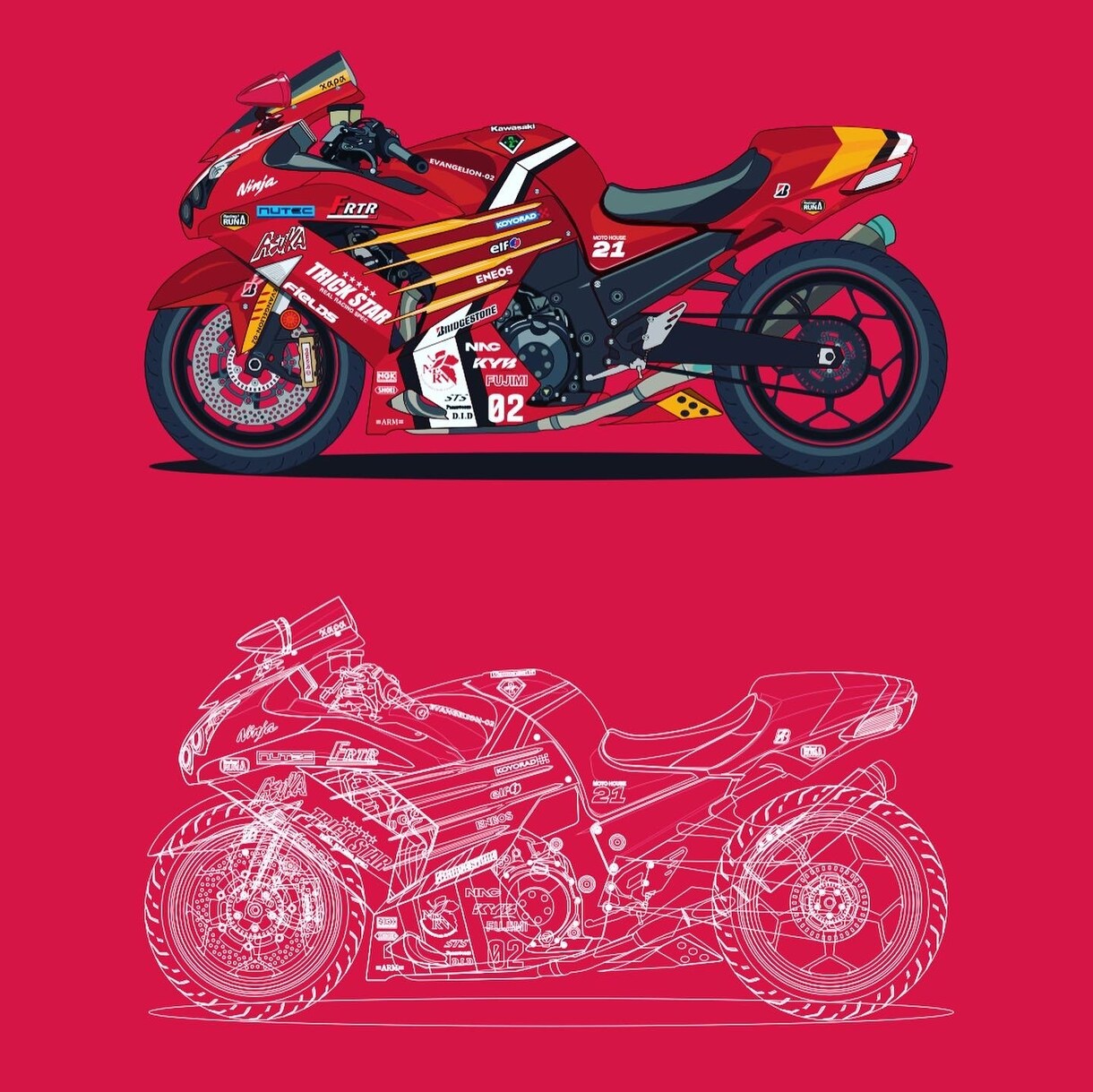 バイクイラスト制作致します 写真をベースに愛車のイラストを作成致します。お願い致します イメージ4