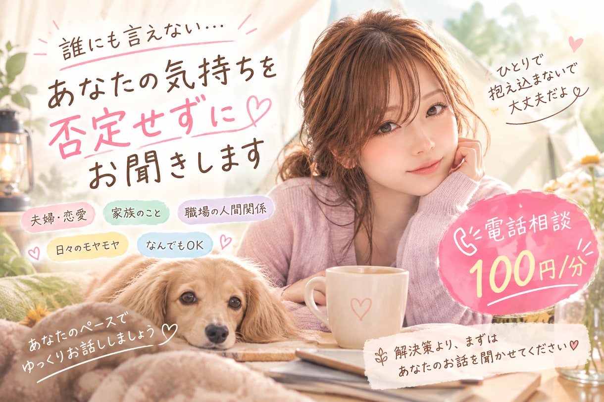 誰にも言えない悩み、否定せずにお聞きします 否定しません。解決策より、まずあなたのお話を聞きます イメージ1