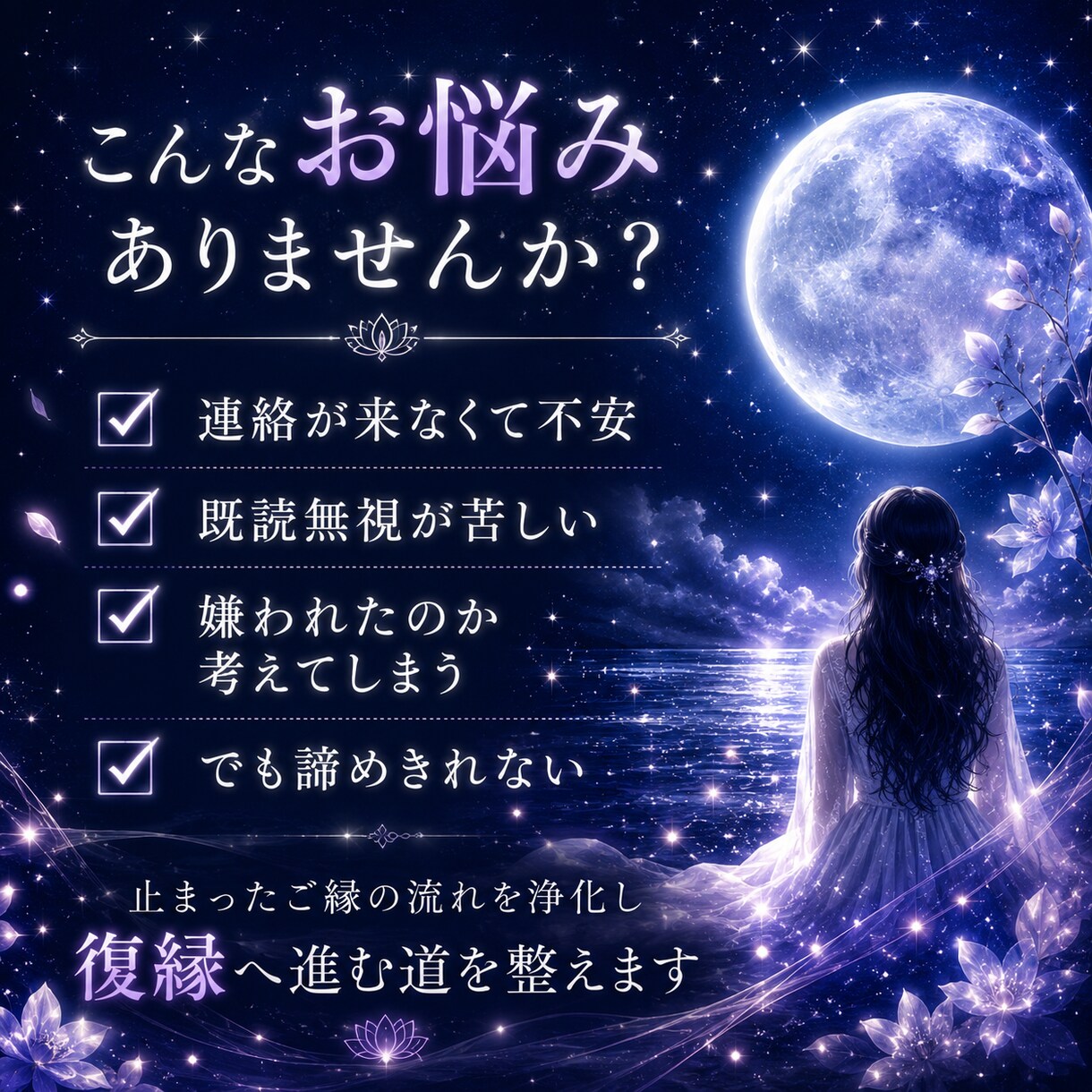 連絡が来なくて苦しい｜ご縁を浄化し復縁へ導きます 連絡の可能性・今あなたが取るべき行動をお伝えします イメージ2