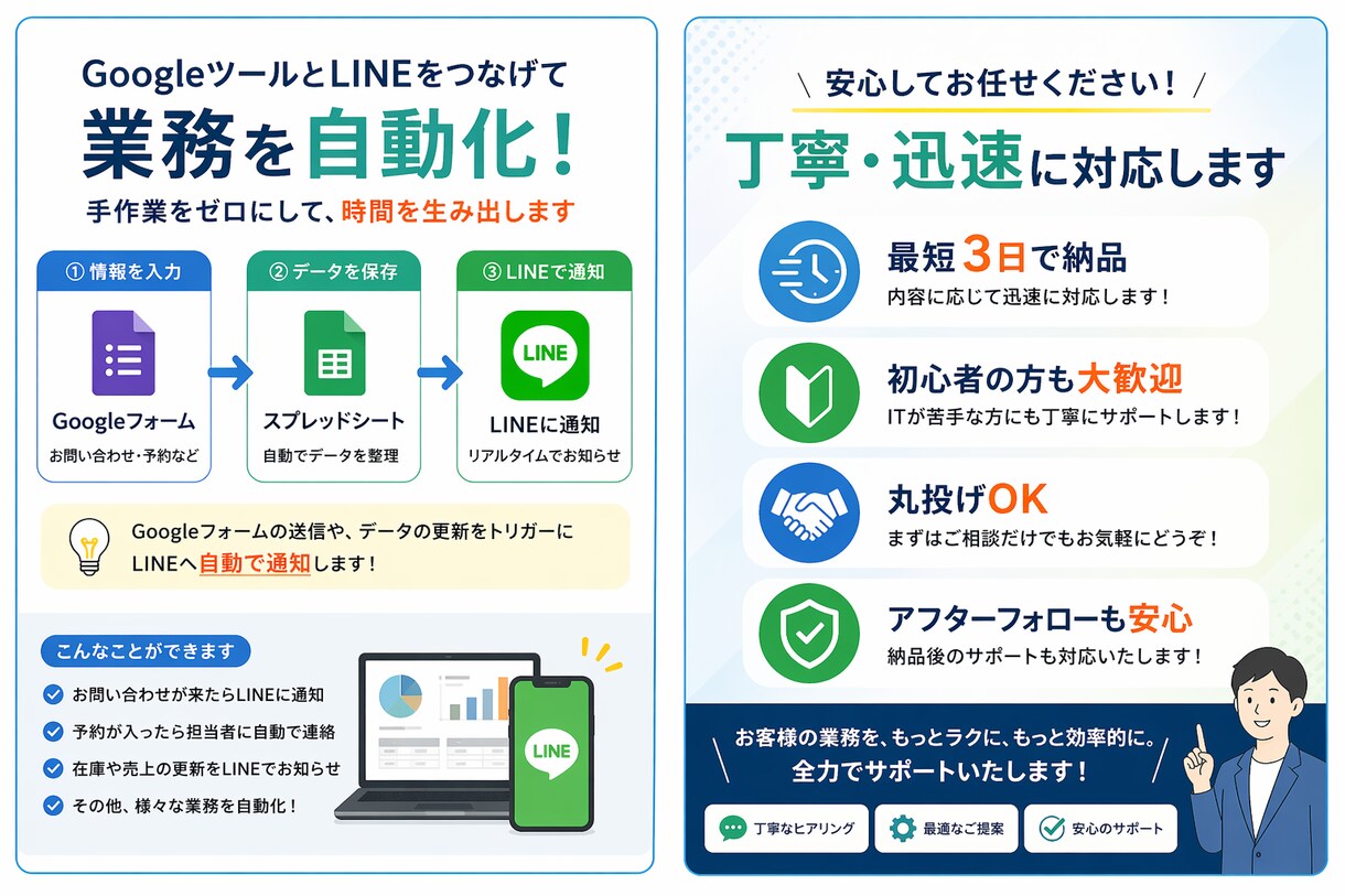 GASでLINE通知・業務自動化を構築します 手作業をゼロに。最短で自動化します イメージ2