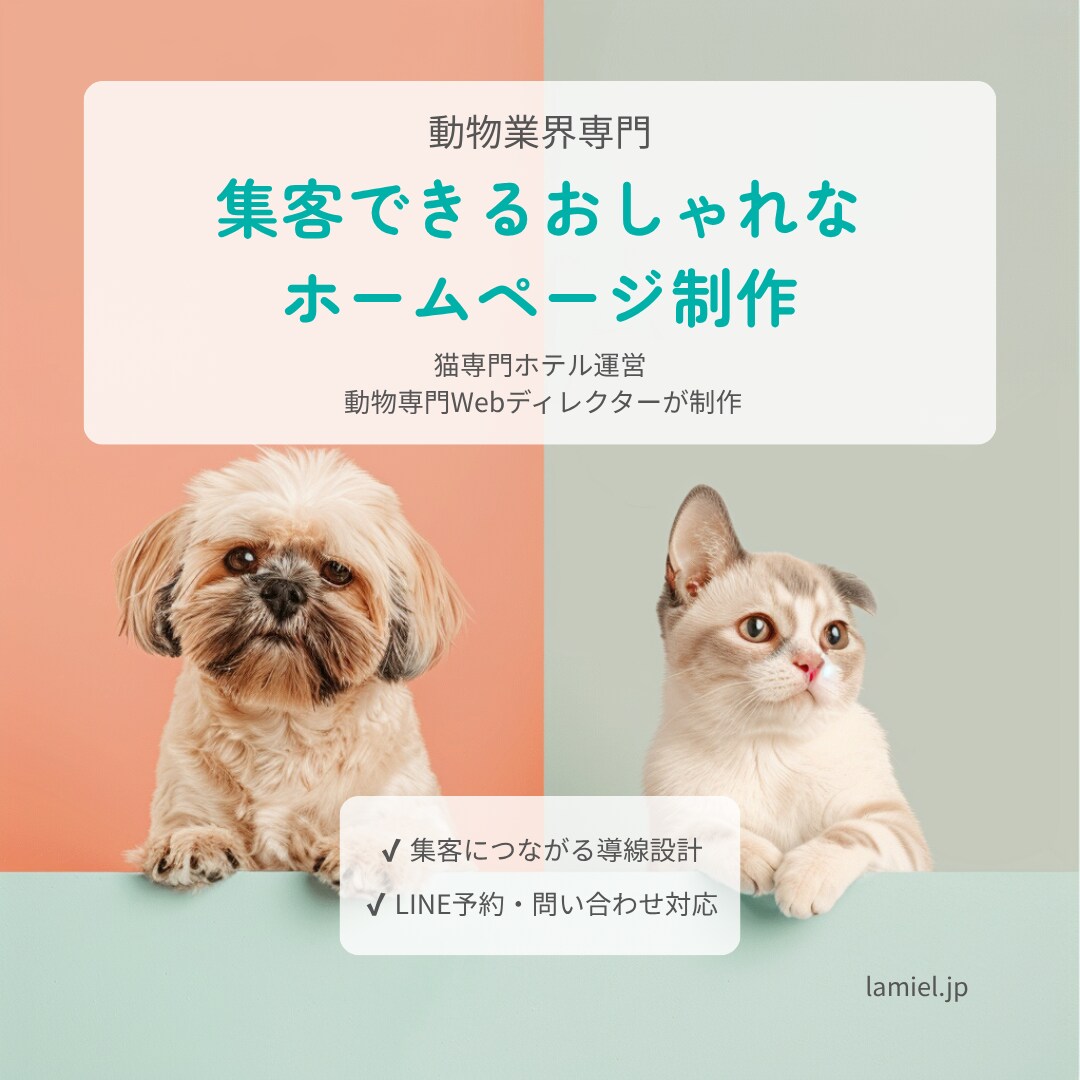 動物業界専門｜集客できるホームページを制作します 猫ホテル運営×動物専門Webディレクターが設計します イメージ1