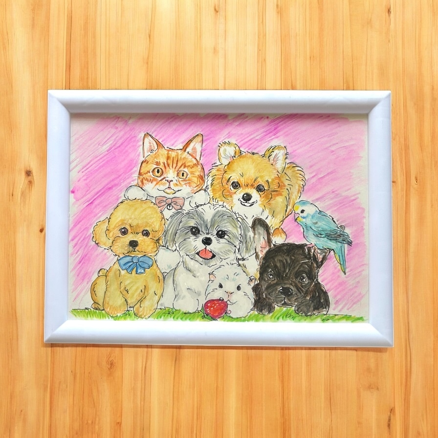優しい水彩画タッチのうちの子似顔絵イラスト描きます ペット専門似顔絵師が優しいタッチの似顔絵製作 イメージ7