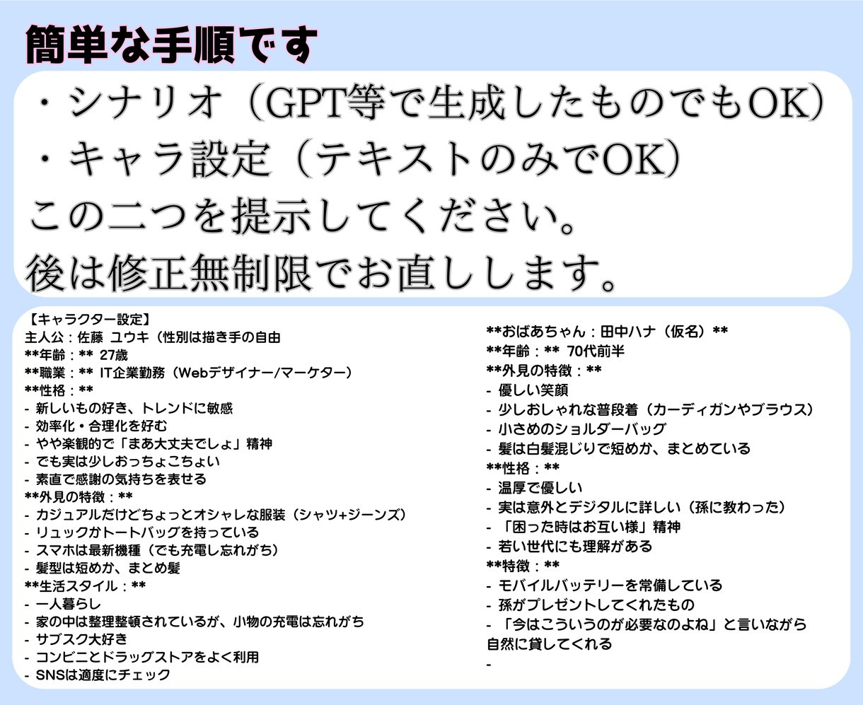 シナリオからネーム制作致します ネーム制作のお手伝いをさせてください！ イメージ4