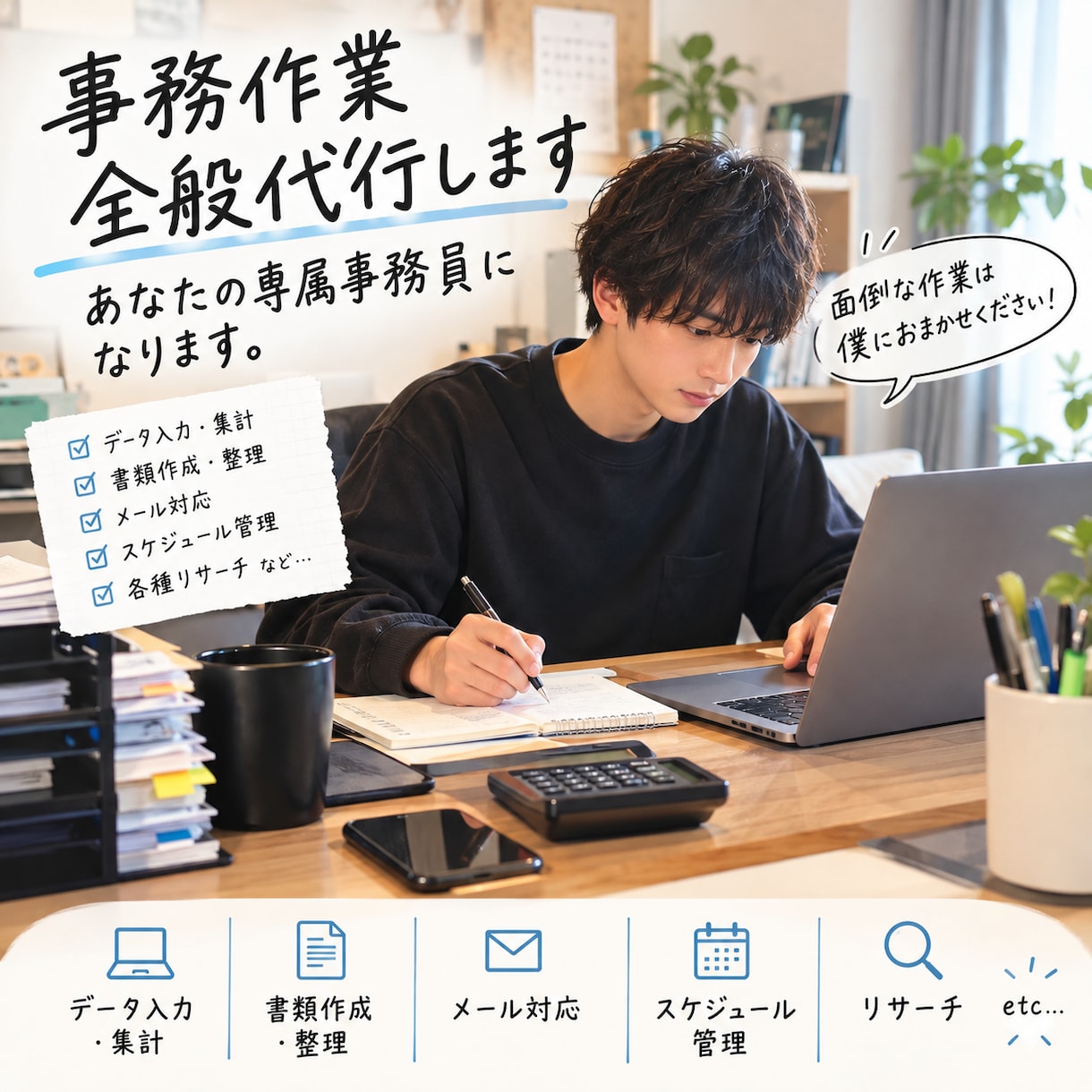 めんどくさい事務を代行します あなたの専属の事務員になります！！！！ イメージ1