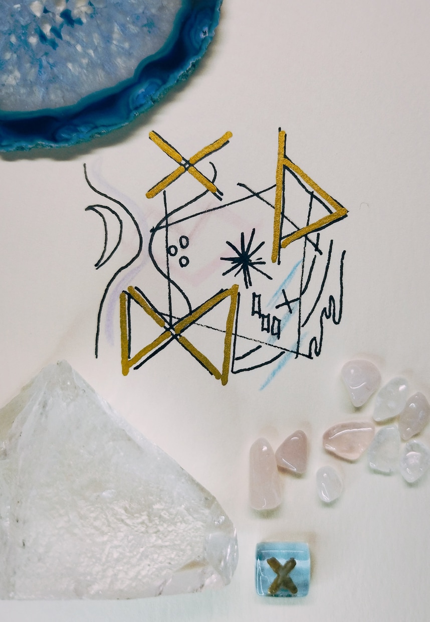 運勢アップする開運おまじないイラストを描きます 龍体文字、ルーン文字、ホ・オポノポノをお好きに組み合わせ！ イメージ4