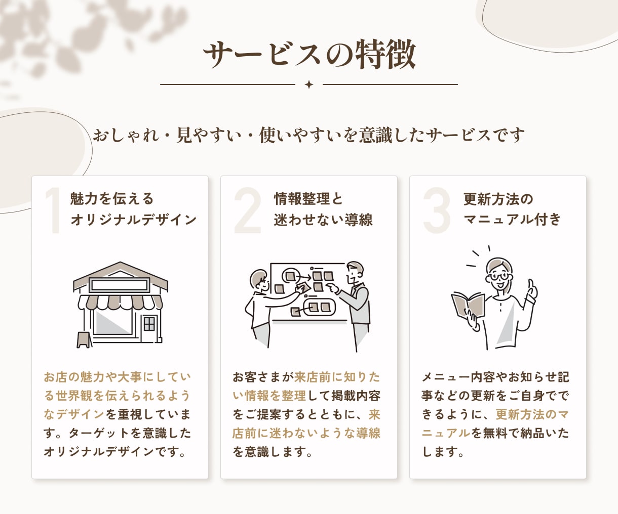 カフェ・個人店の魅力が伝わるホームページ制作します おしゃれだけじゃない来店までの迷いをなくすことにこだわるHP イメージ3
