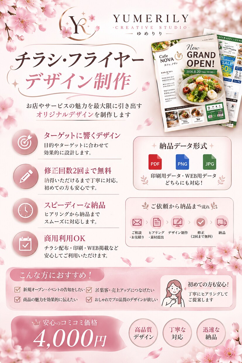 伝わるチラシを丁寧に制作します 店舗・個人事業主向け｜初めての方も歓迎 イメージ2