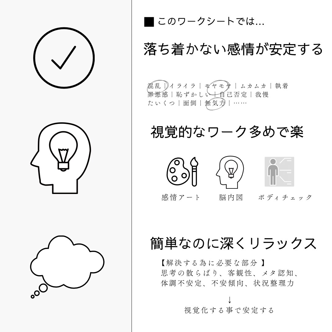 自分でできるセルフケアシート／モヤモヤを整えます 画像販売のみ／すぐ添付します。自分でできる心を整えるシート イメージ5