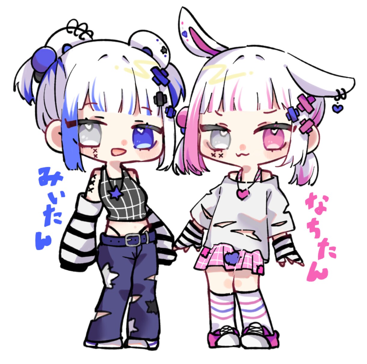 かわいいsns用アイコンお描きします 胸上ミニキャラ2体で1000円ですᕱ⑅︎ᕱ" イメージ3